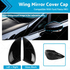 Set of 2 Wing Mirror Covers Gloss Black for Ford Fiesta MK7 (2008–2017)