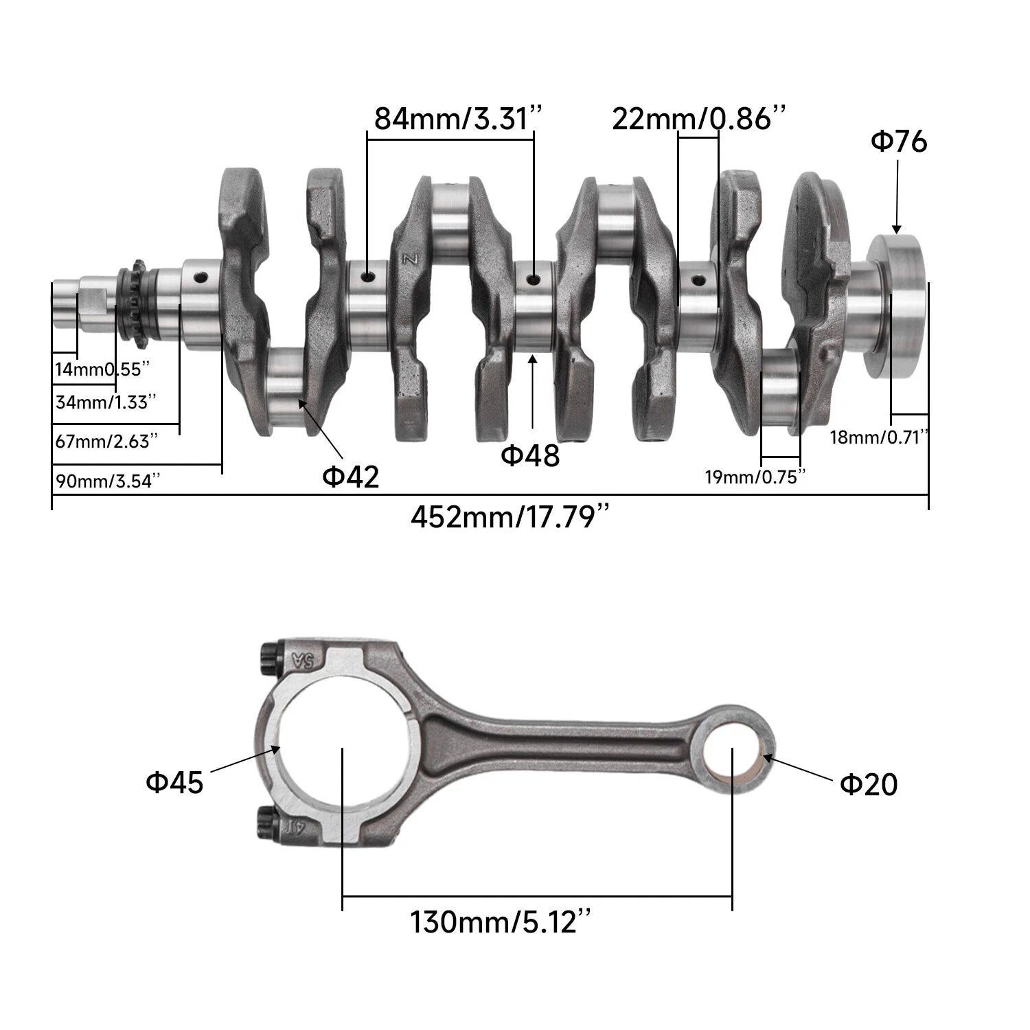 Crankshaft & Connecting Rod & Bearing Set for Hyundai Tucson Kia (Turbo)