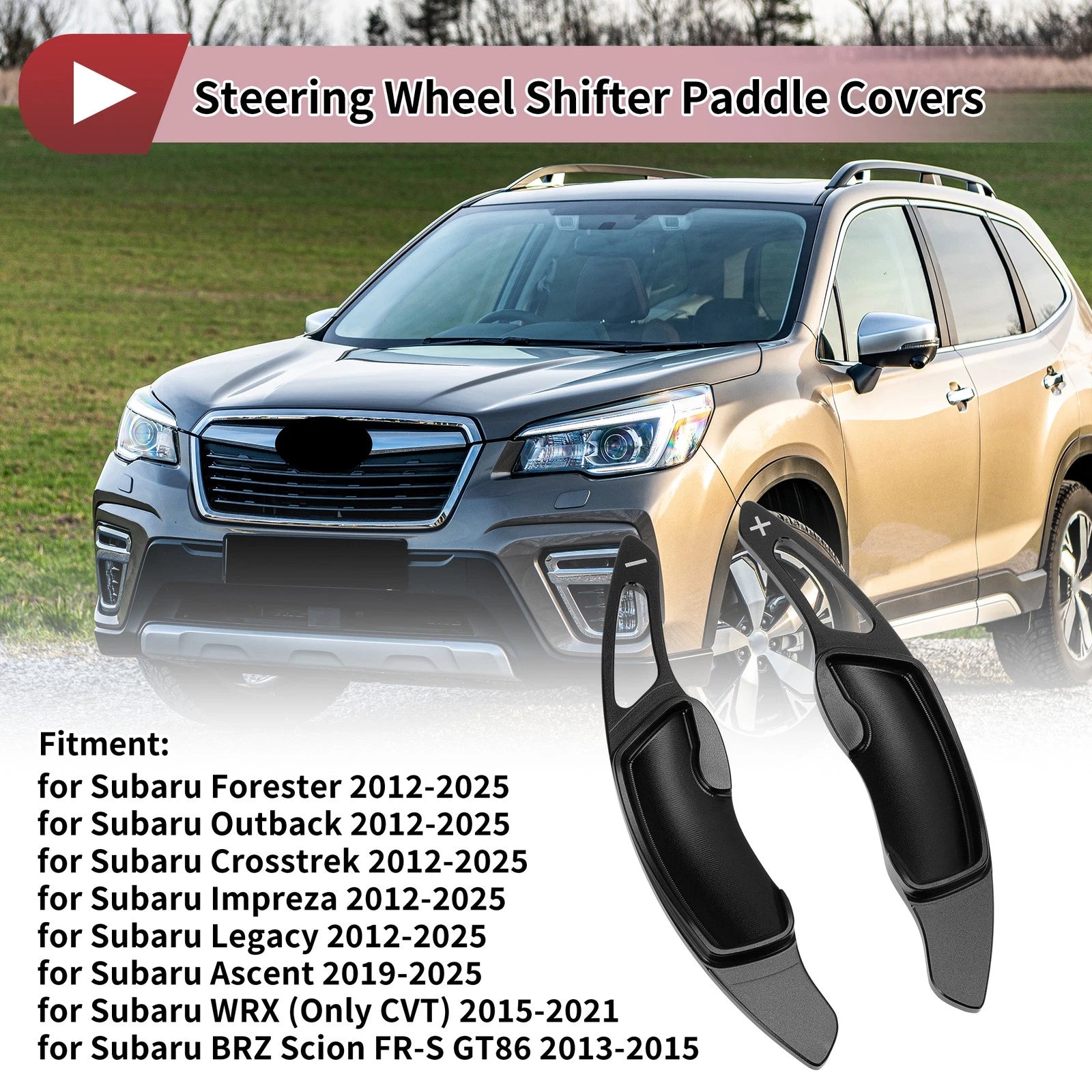 1 Pair Black Aluminum Alloy Steering Wheel Paddles for Subaru Outback (2012–2025)
