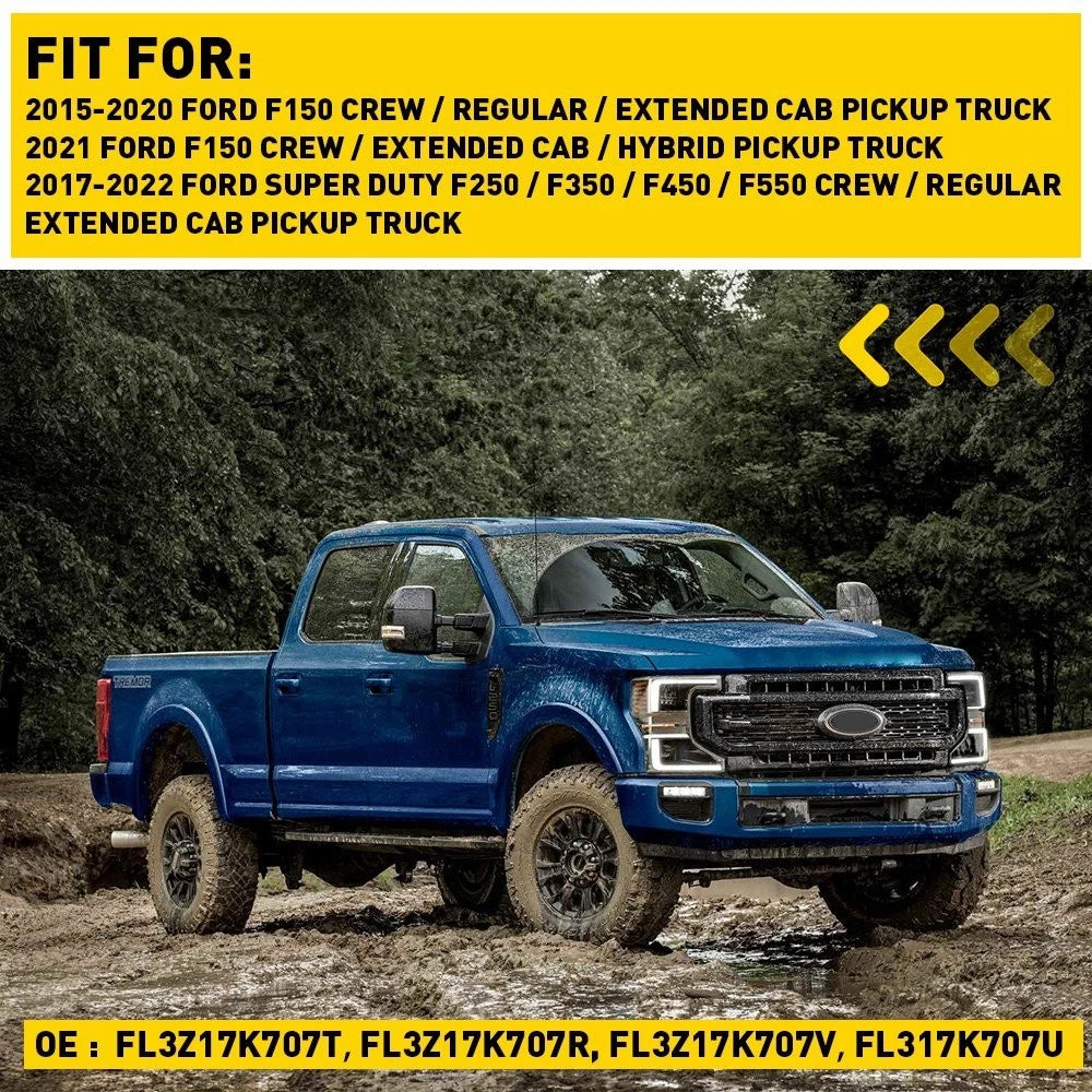 Set of 4 Tow Mirror Glass Lower Heated Driver Left Side for Ford F150 F250 F350 F550