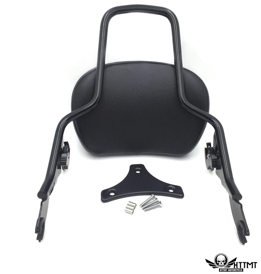 Black Gear Skull Backrest Sissy Bar Docking for Harley Touring FLHR (1997–2008)