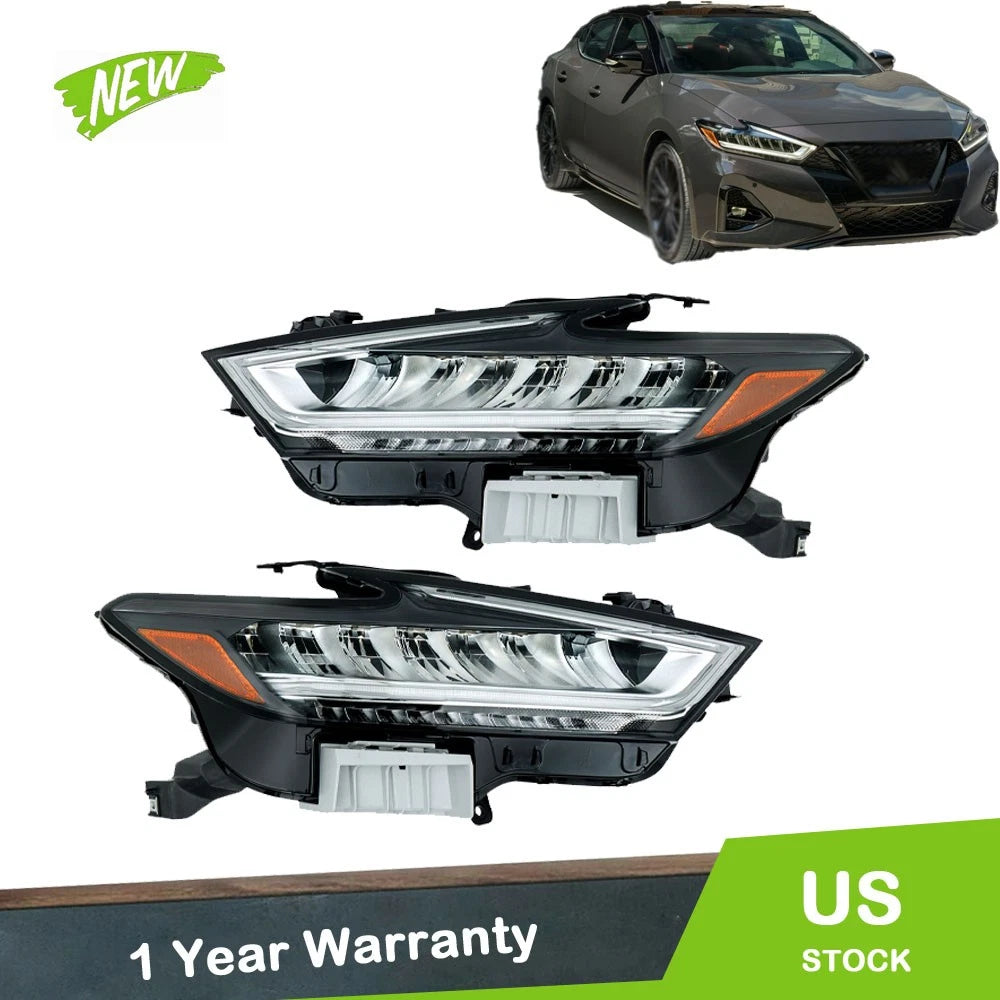 Set of 2 Chrome LED Headlights for Nissan Maxima (2019–2021)