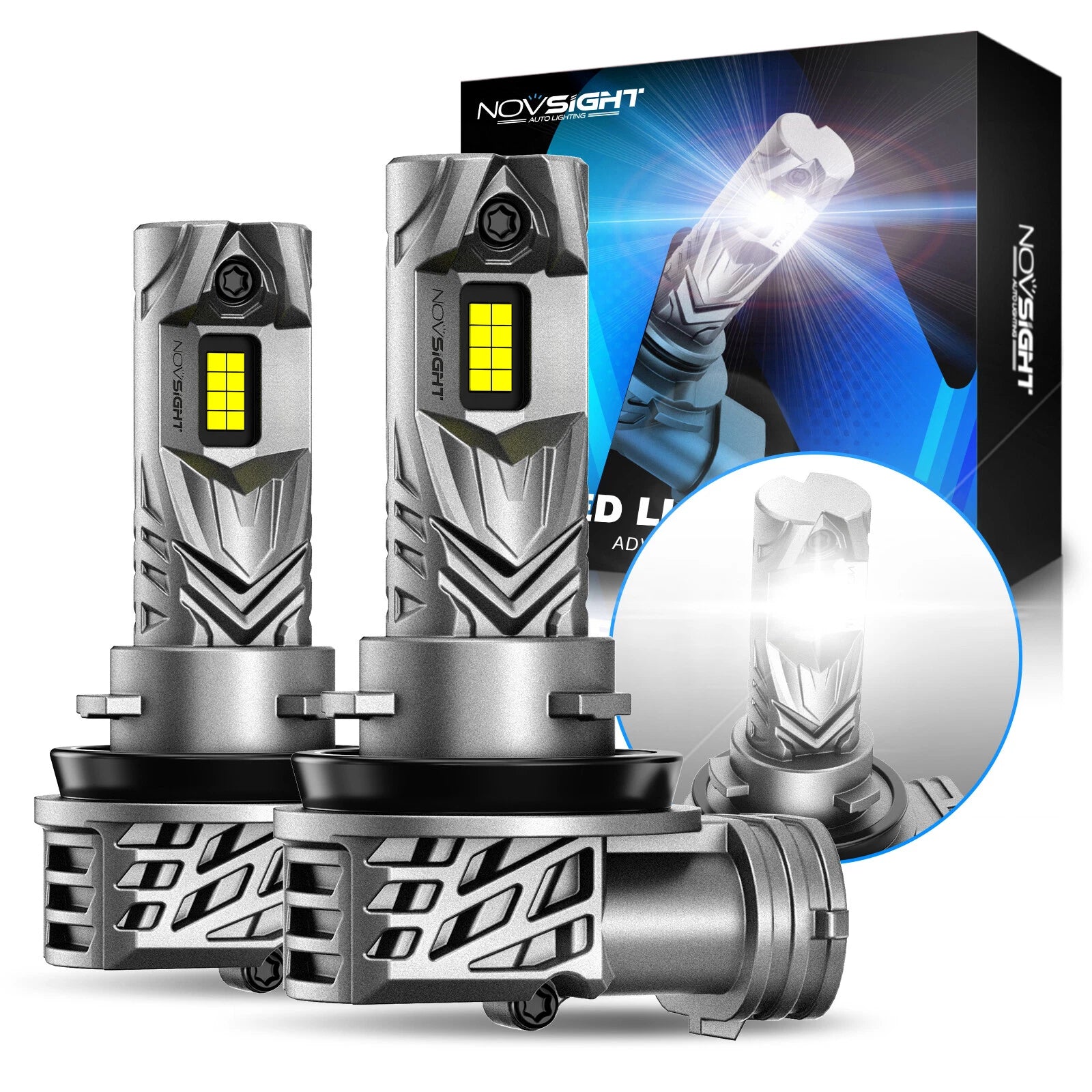H11 H8 H9 LED Headlight Bulbs for NOVSIGHT (6500K, 20000LM)