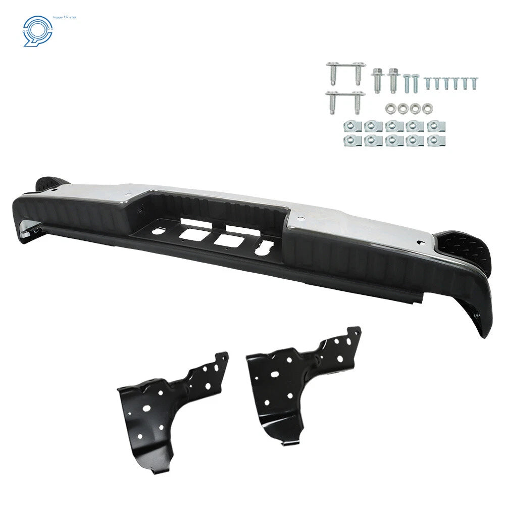 Chrome Rear Step Bumper for Chevy Silverado GMC Sierra 1500 (2014–2018)