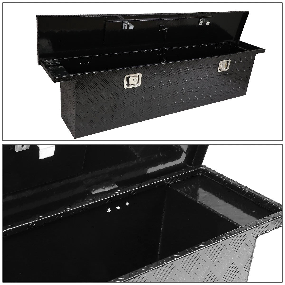 Aluminum Black Pickup Trunk Bed Tool Box for Trailer Storage (Fits Most Models)