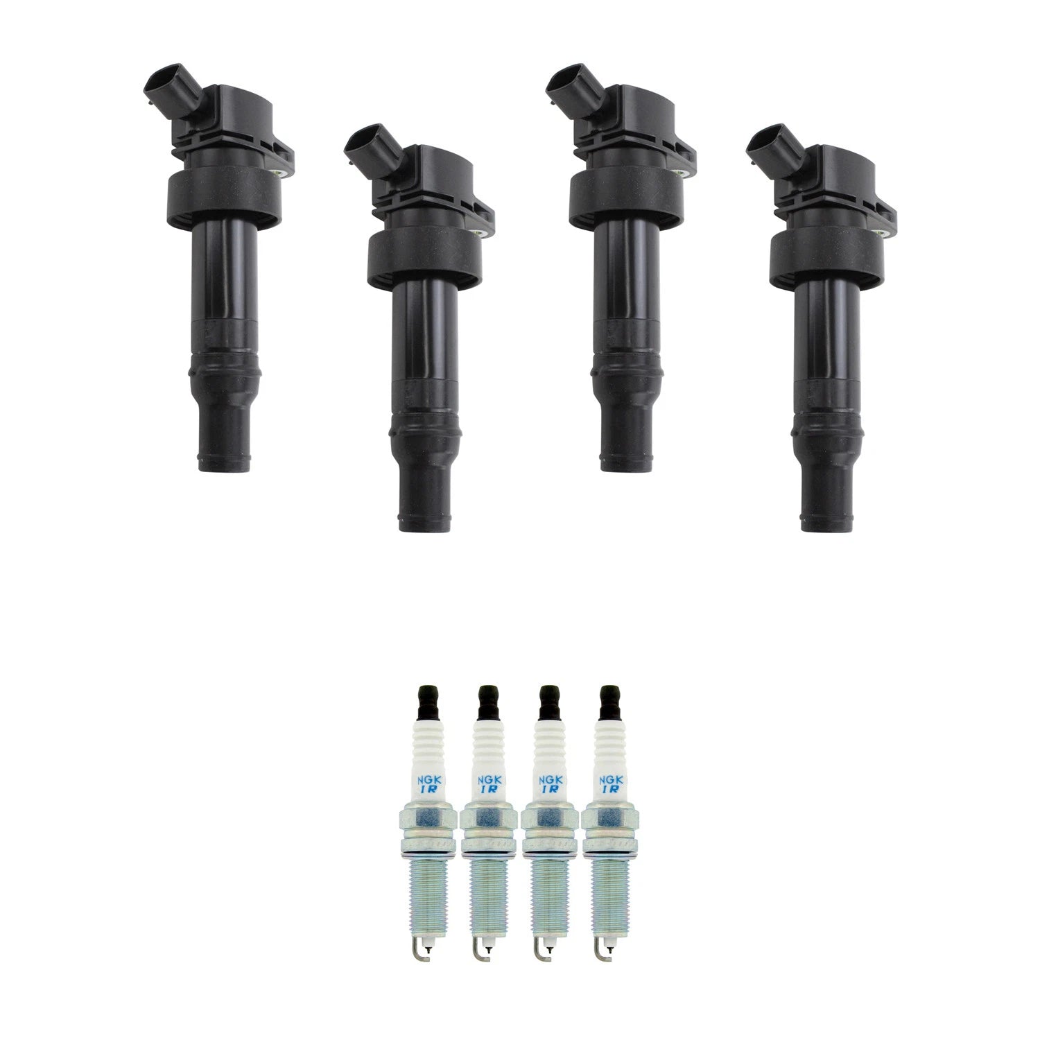 Set of 4 Ignition Coils & NGK Iridium Spark Plugs for Accent Rio Soul (2011–2019)