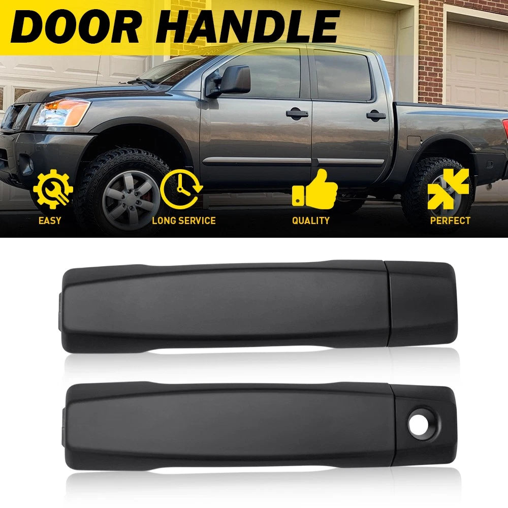 Set of 2 Black Exterior Door Handles for Nissan Titan (2004–2018)