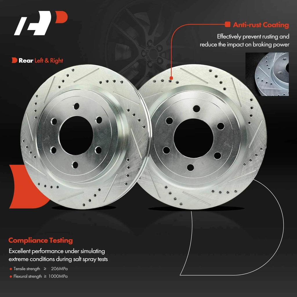 Rear Drilled Brake Rotors & Pads for Ford F150 Expedition (1997–2023)