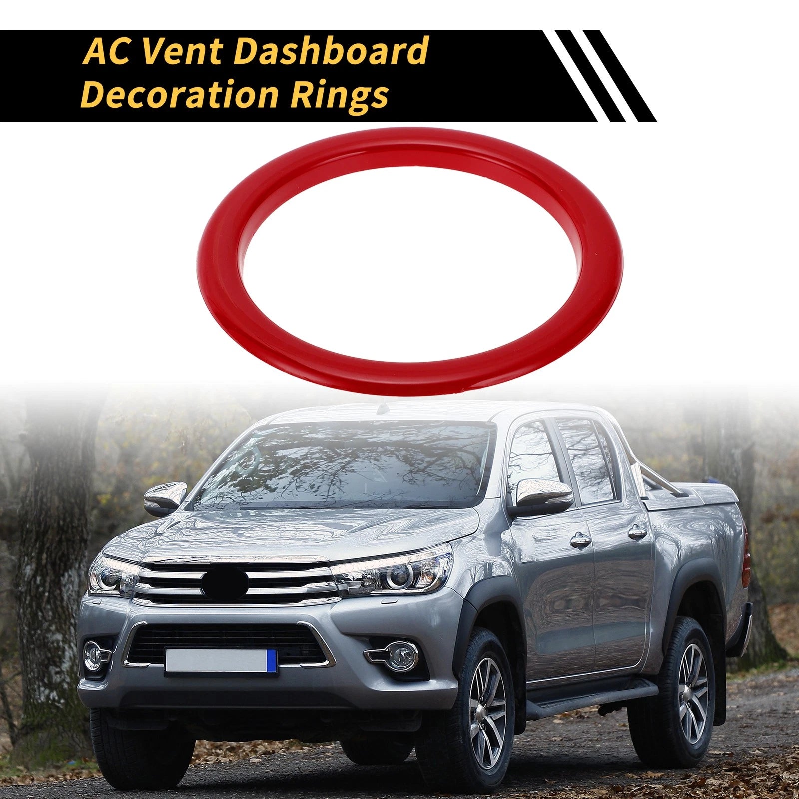Set of 4 Red AC Vent Dashboard Decoration Rings for Toyota Tundra (2014–2021)