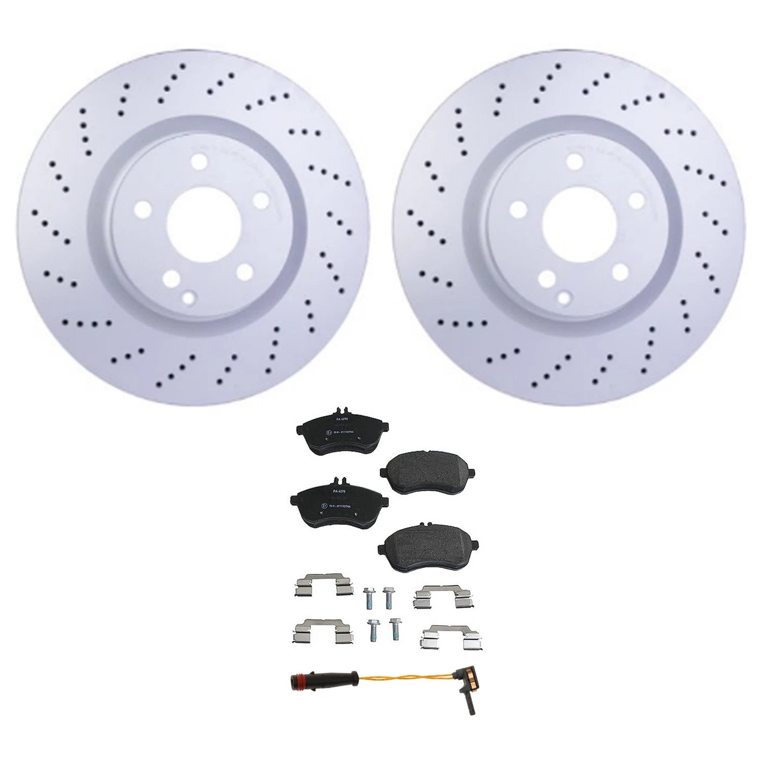 Hella Front Rotors Low-Met Disc Brake Pad Kit for Benz W204 C250 (2014)