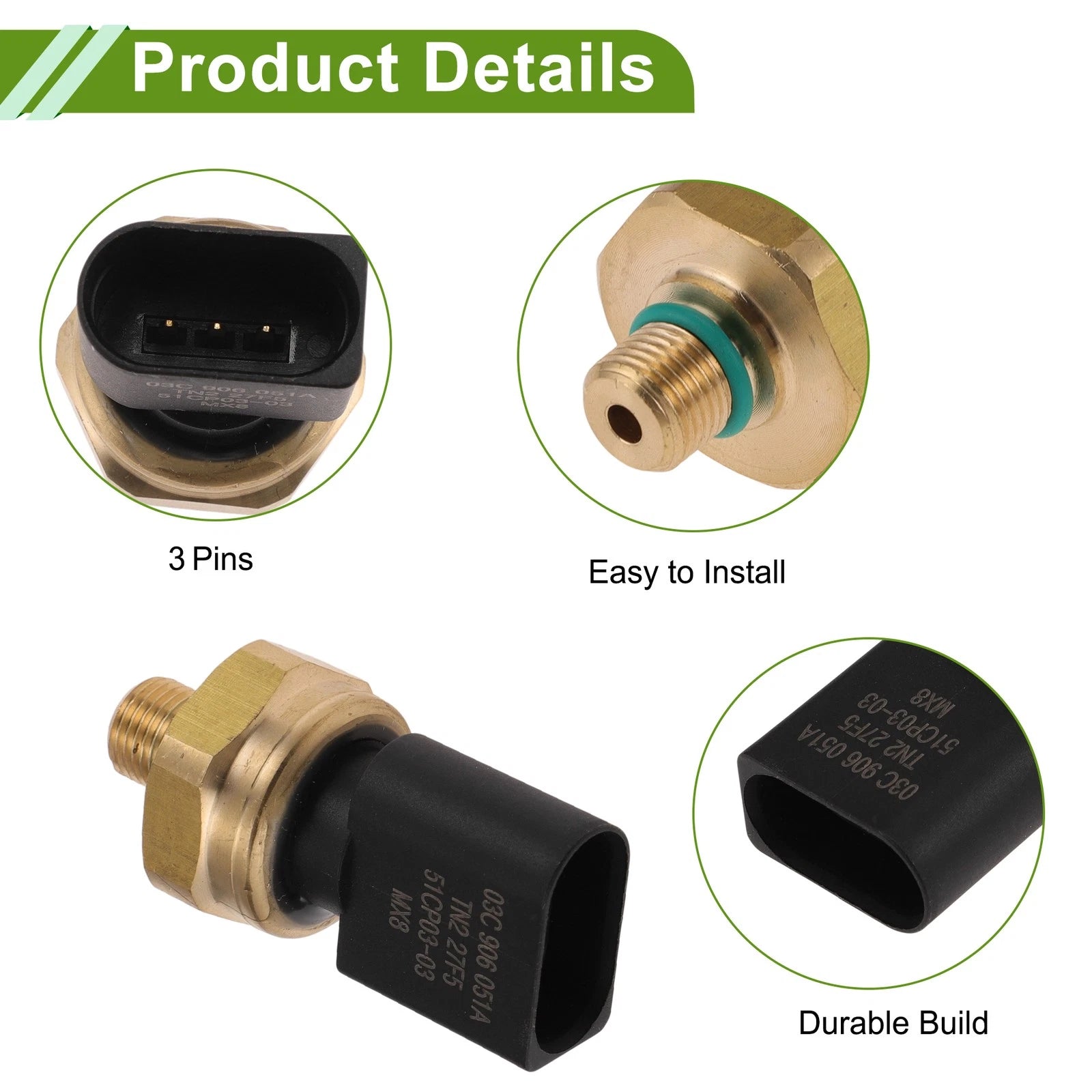 Fuel Injection Pressure Sensor No.03C906051A for Audi A3 (2003–2007)