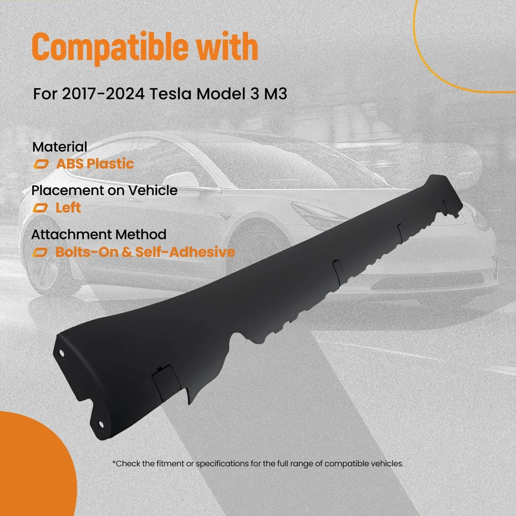 Lower Body Side Skirt for Tesla Model 3 (2017-2024) Black Plastic
