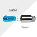 20Pc M12X1.5 Sky Blue JDM Open End Cone Hex Wheel Lug Nut + Extension 25mmx50mm