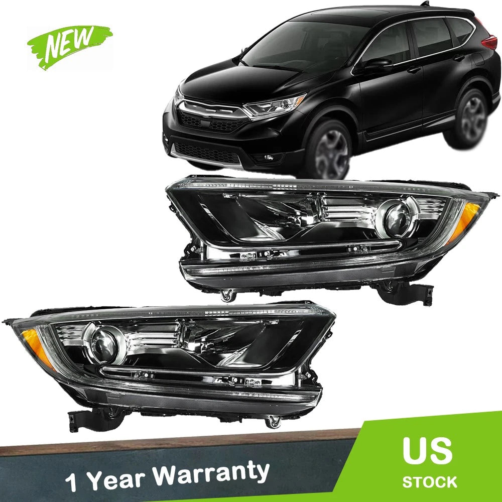 Headlight Assembly Set for Honda CR-V (2017–2022) Black Halogen