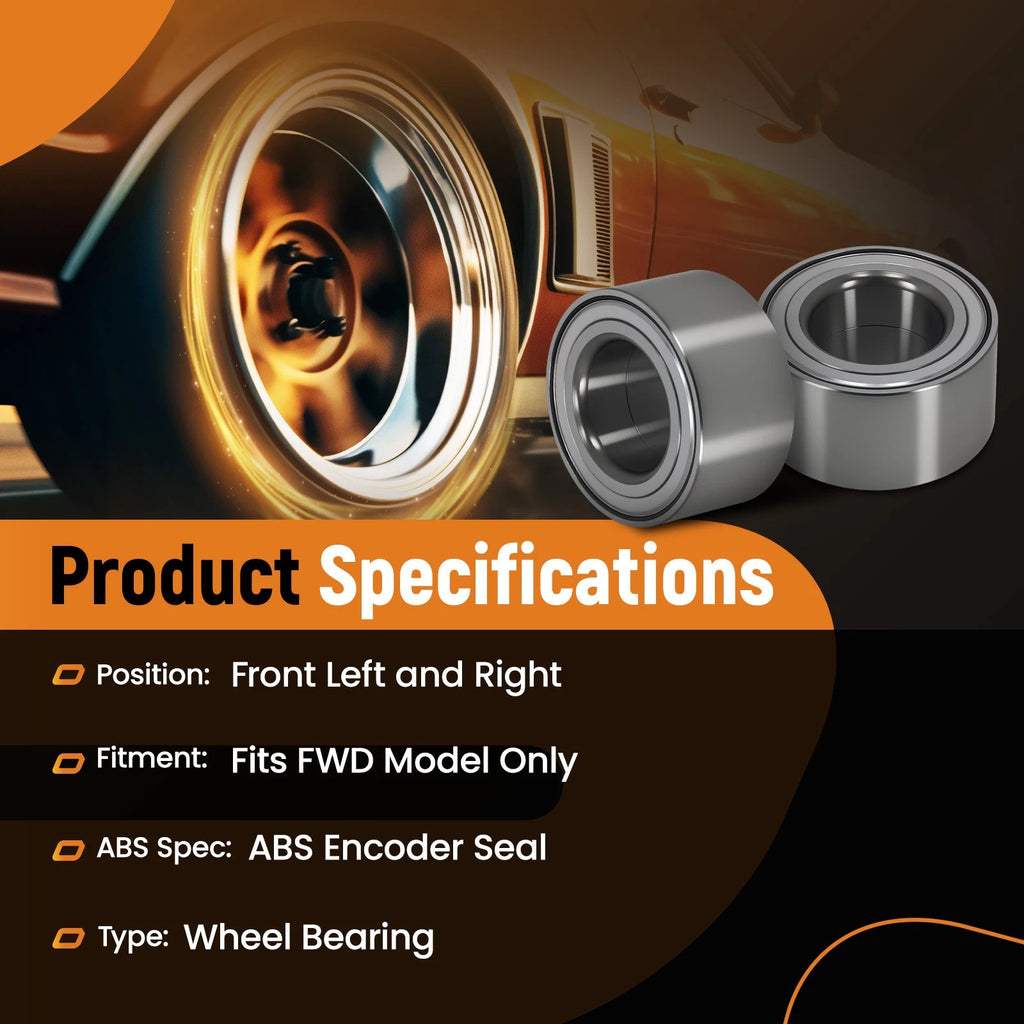 Pair Front L&R Wheel Bearing for Mazda 2 (2011–2014) WB510056 6S431215AA FWD