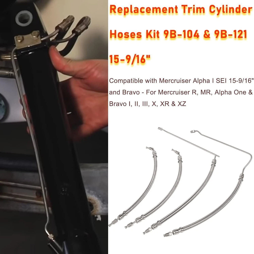Trim Cylinder Full Hose Kit for Mercruiser SEI Bravo (32-99904Q, 32-864589, 864588)