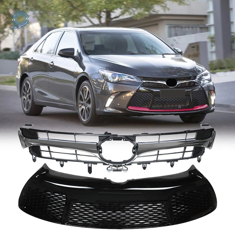 Upper & Lower Bumper Grill for Toyota Camry SE (2015–2017) Chrome 2pcs