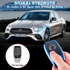 2x Blue TPU Key Fob Covers w/Button Cover for Mercedes (2017-2024)
