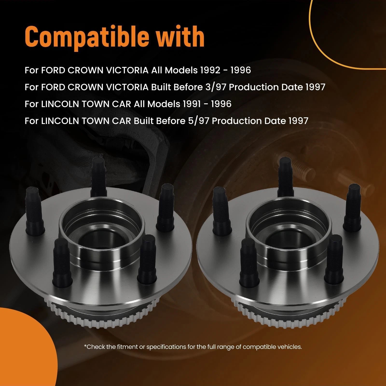 2X Wheel Hub Assembly Kit for Lincoln Town Car Mercury (1991–1997) BR930060 H513104