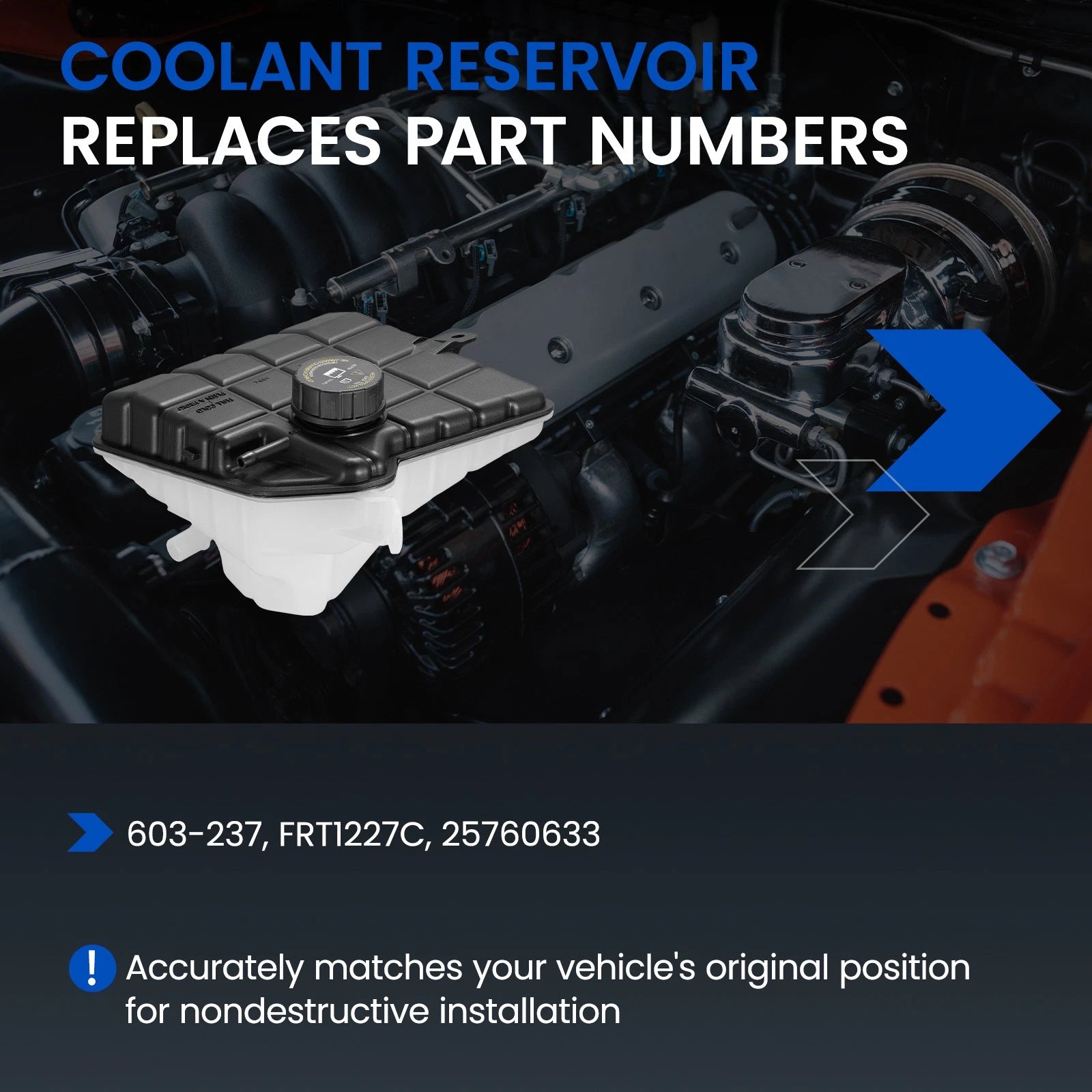 Engine Coolant Reservoir with Cap for Buick Lucerne Cadillac DTS (2006–2011)