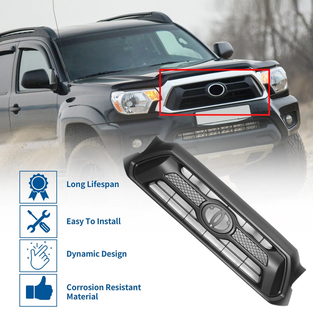 Front Hood Bumper Grille for Toyota Tacoma (2012) - Black