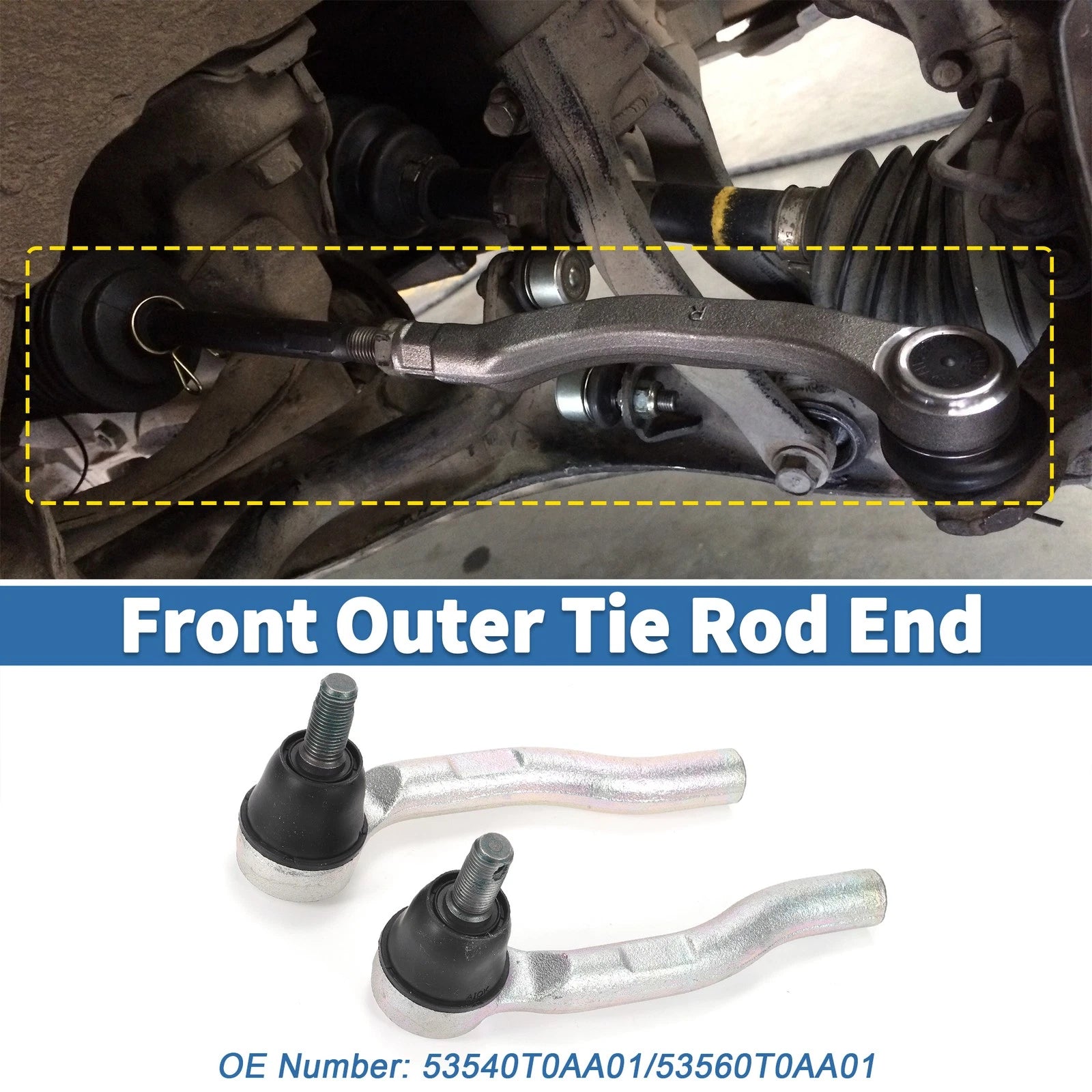 2pcs Front Outer Tie Rod Ends for Honda CR-V (2012–2018) No. 53540T0AA01