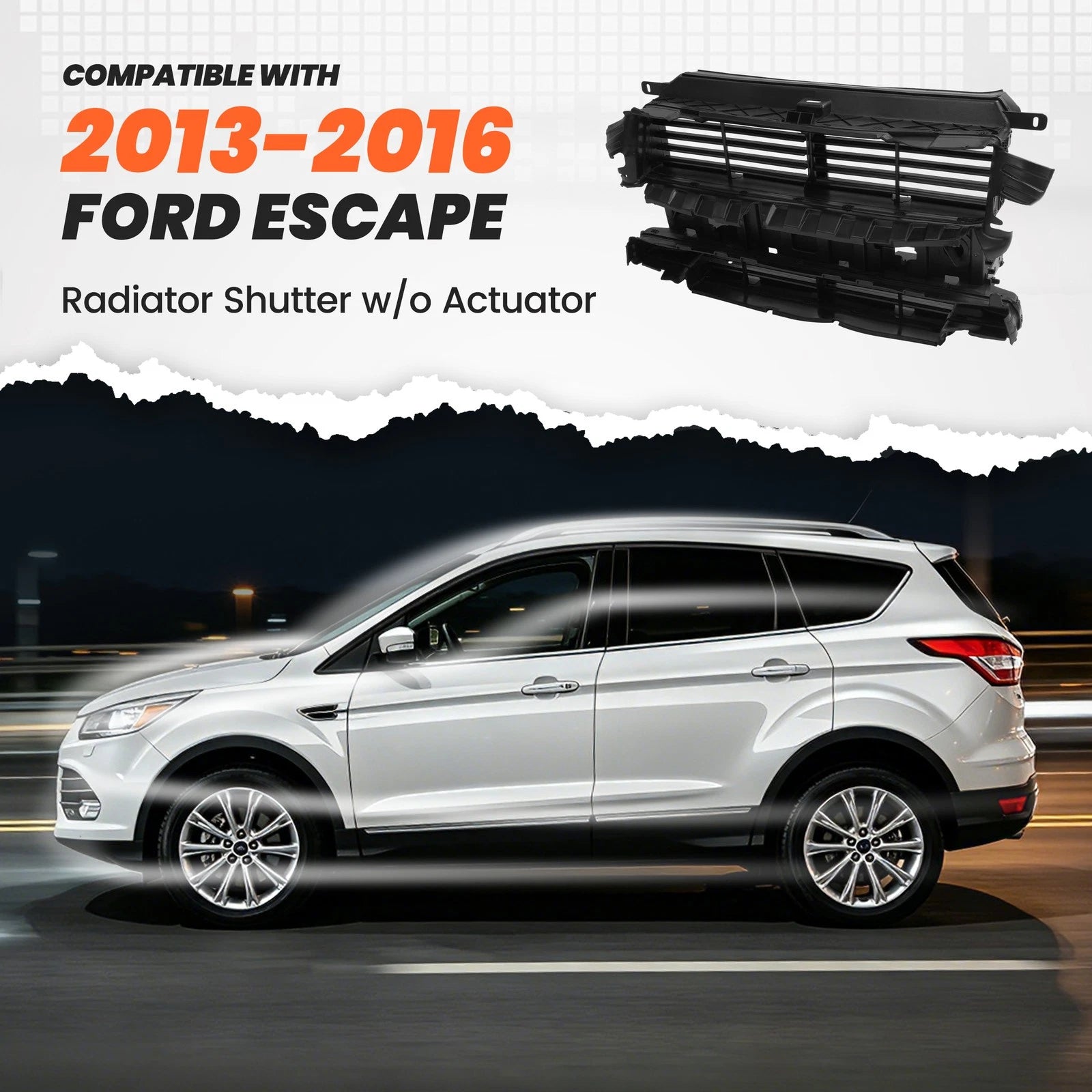 Radiator Active Grille Vent Shutter Assembly for Ford Escape (2013–2016)