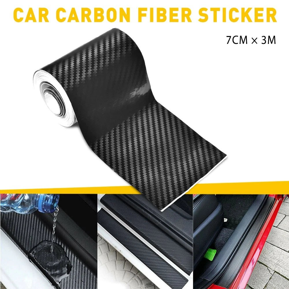 5D Carbon Fiber Pattern Scuff Sill Cover Sticker for Universal Fit (7CMx3M)