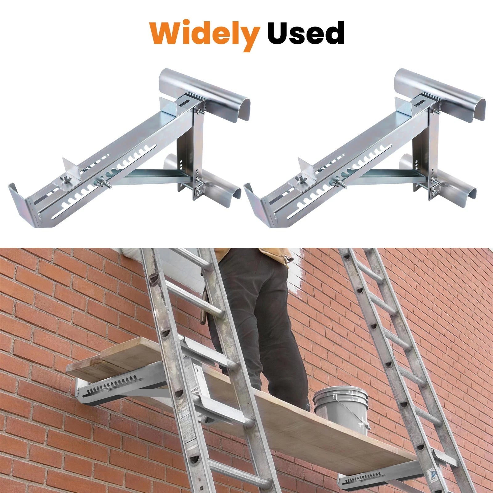 2PC Ladder Work Bracket for Universal Use (440lbs, 20 Inch, Steel)