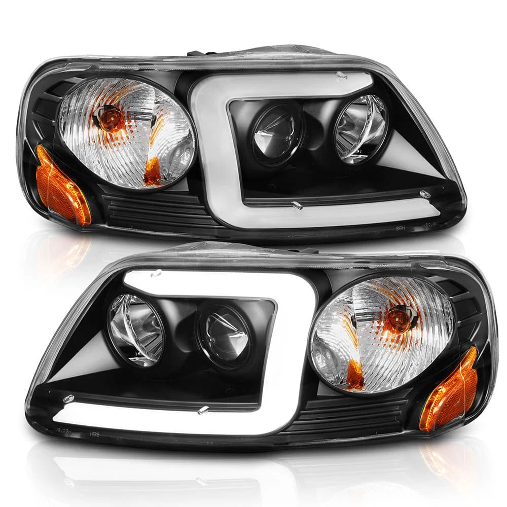 Black Clear Lens Projector Headlight Set for 1997–2003 Ford F-150