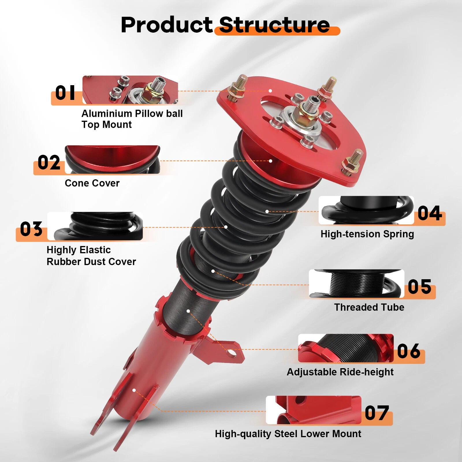 Coilovers for Toyota Corolla (2003-2008) Adjustable Height Suspension