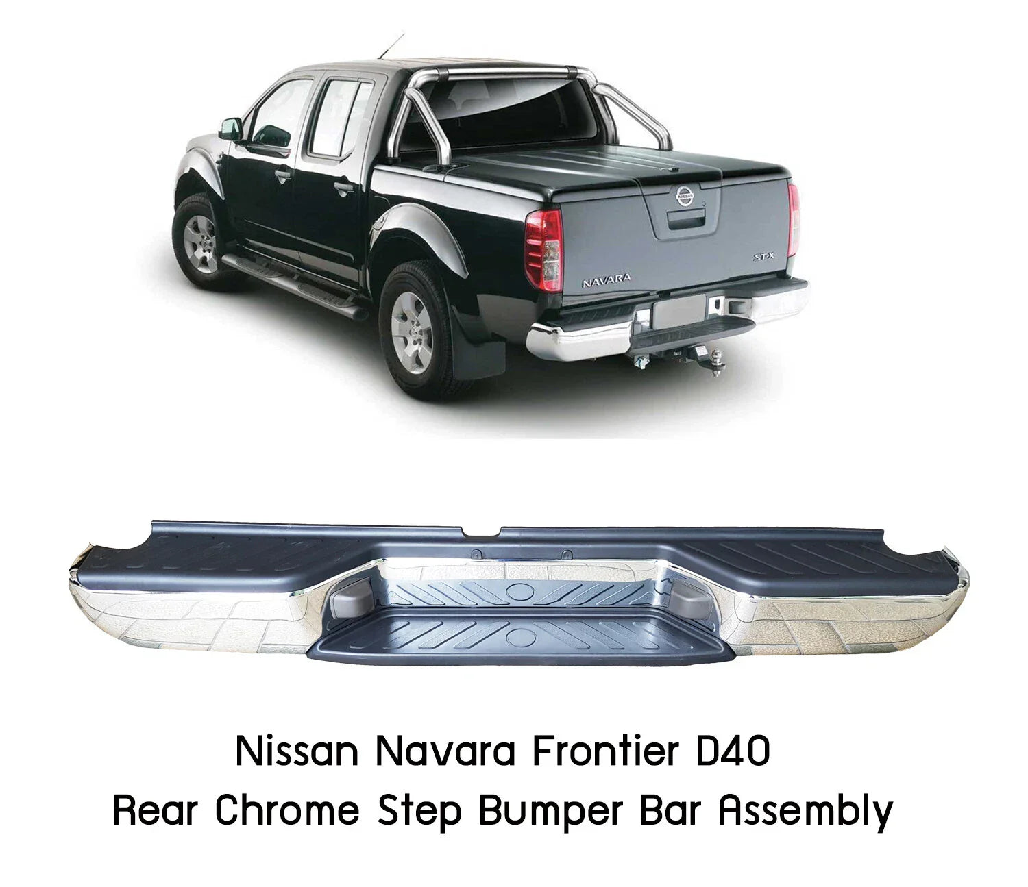 Chrome Rear Step Bumper Bar for Nissan Frontier Navara D40 (2005-2020)