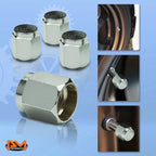 Set of 4 Silver Aluminum Tire Stem Caps for Universal Vehicles