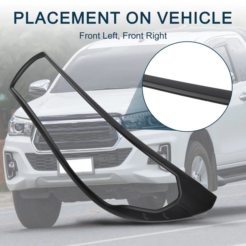 1 Pair Headlight Trim Bezel for Toyota Hilux Revo (2015–2017) Black