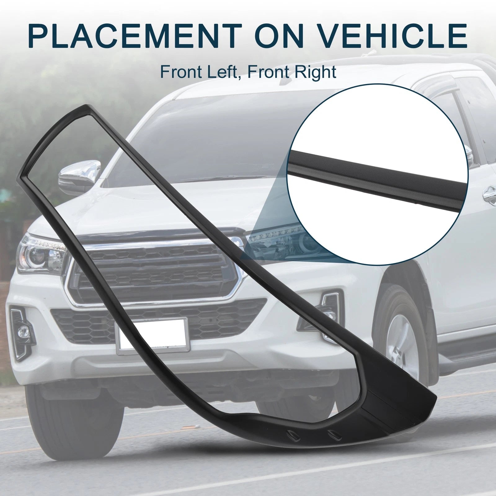 1 Pair Headlight Trim Bezel for Toyota Hilux Revo (2015–2017) Black
