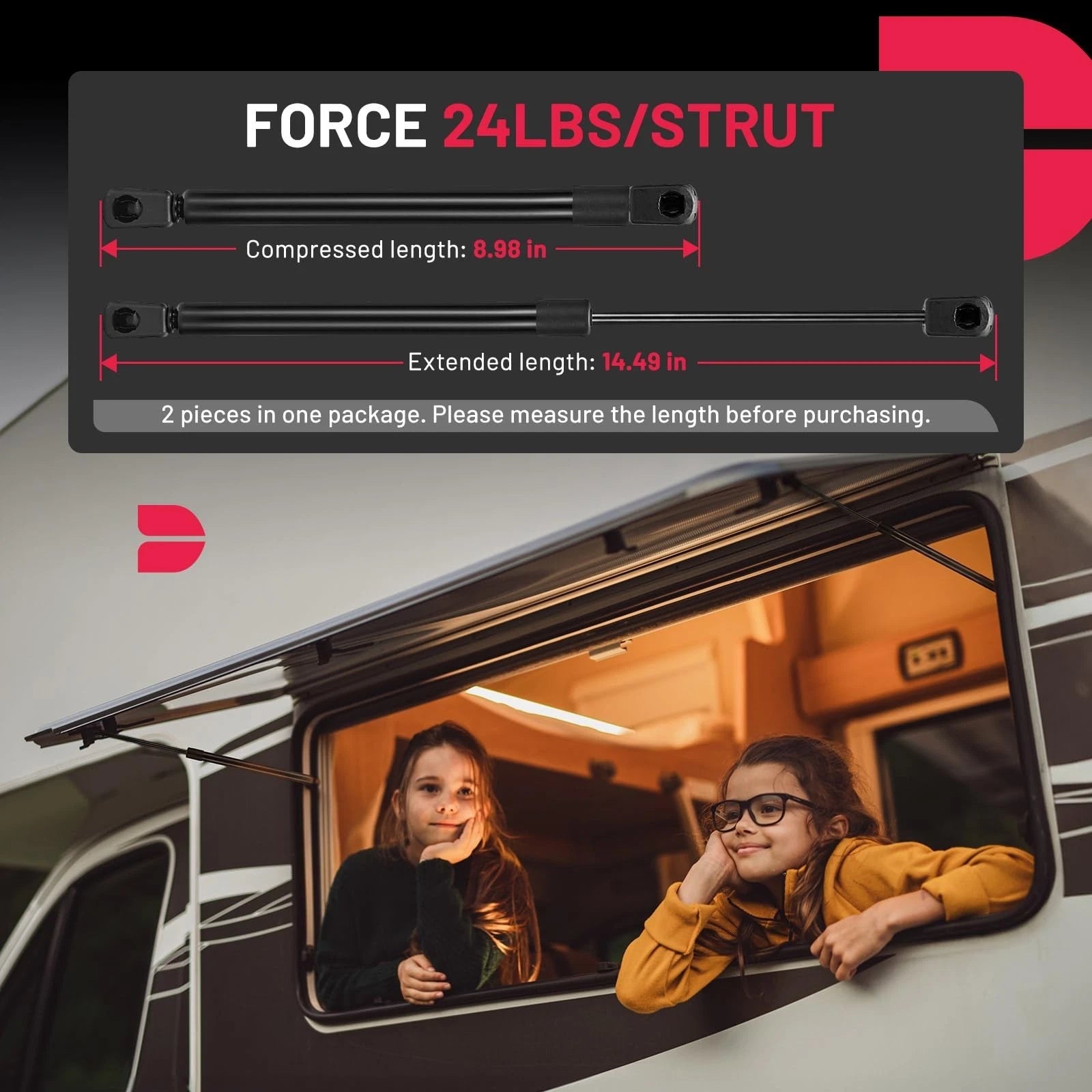 2PCS Universal 24 Lbs 15 In Gas Struts for Camper Shell Truck Topper (2000-2020)