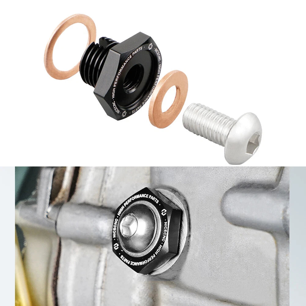 Aluminum Reducer Oil Drain Plug for Yamaha Raptor 700 YFM700R (2006–2026) Black