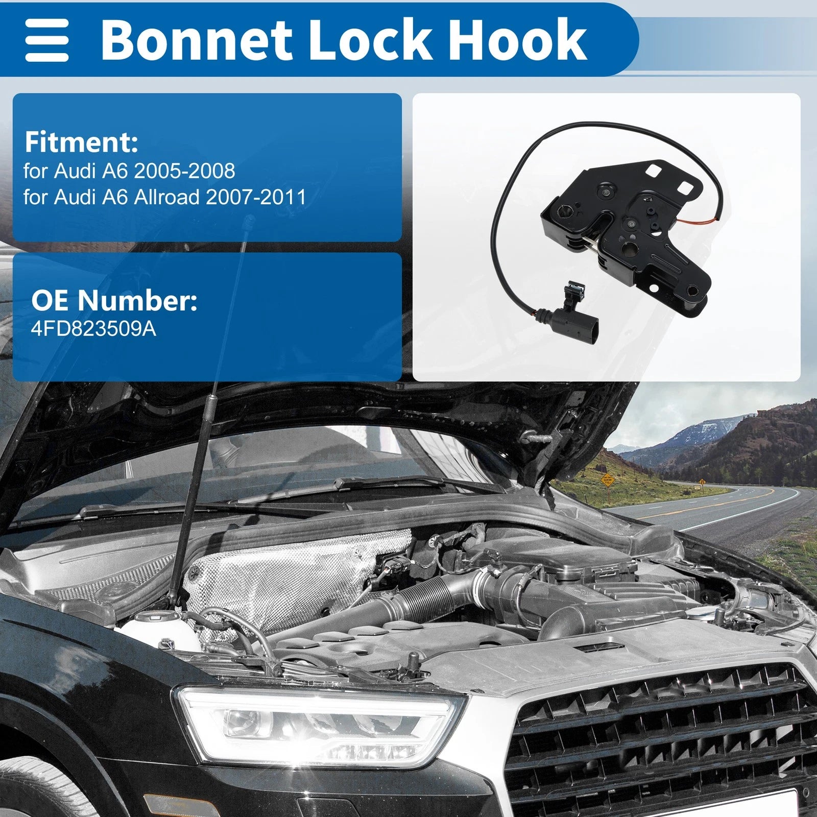 Hood Latch Assembly for Audi A6 (2005–2008) No. 4FD823509A