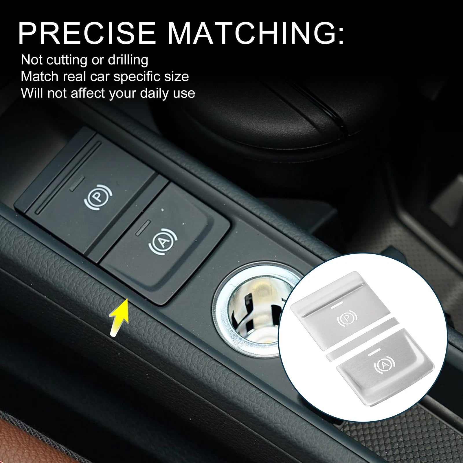 Electronic Parking Brake Switch Button Sticker for Audi Q3 (2019–2020) Silver Tone