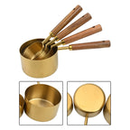 Set of 4 Stainless Steel Measuring Spoons with Wood Handle