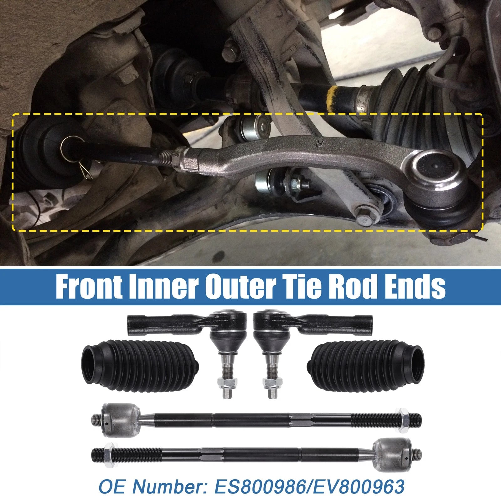 6pcs Front Inner Outer Tie Rod End Link for Chrysler 300 (2005–2023) No. ES800986/EV800963