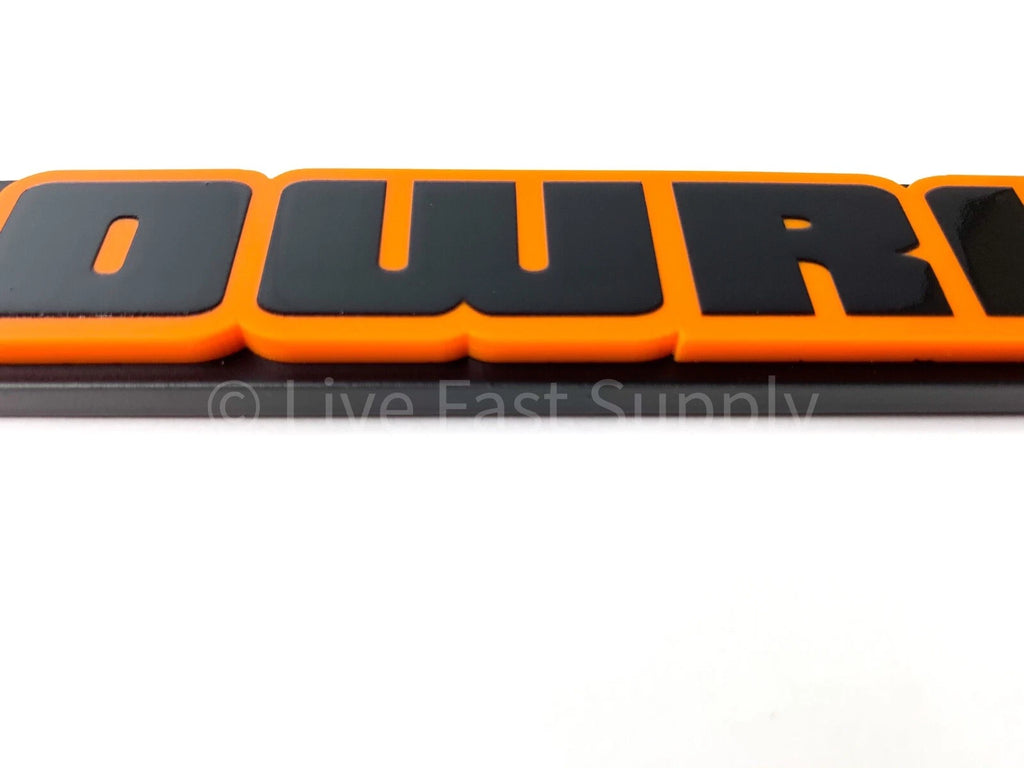 Matte Black License Plate Frame w Orange Outline for Universal (Any Year)