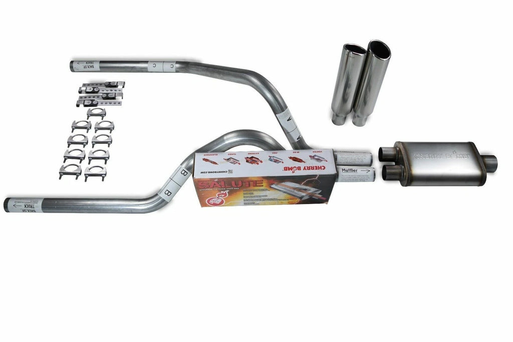 2.5" Dual Exhaust Kit for Dodge Dakota (1987–1996) - Cherry Bomb, Clamp Tips