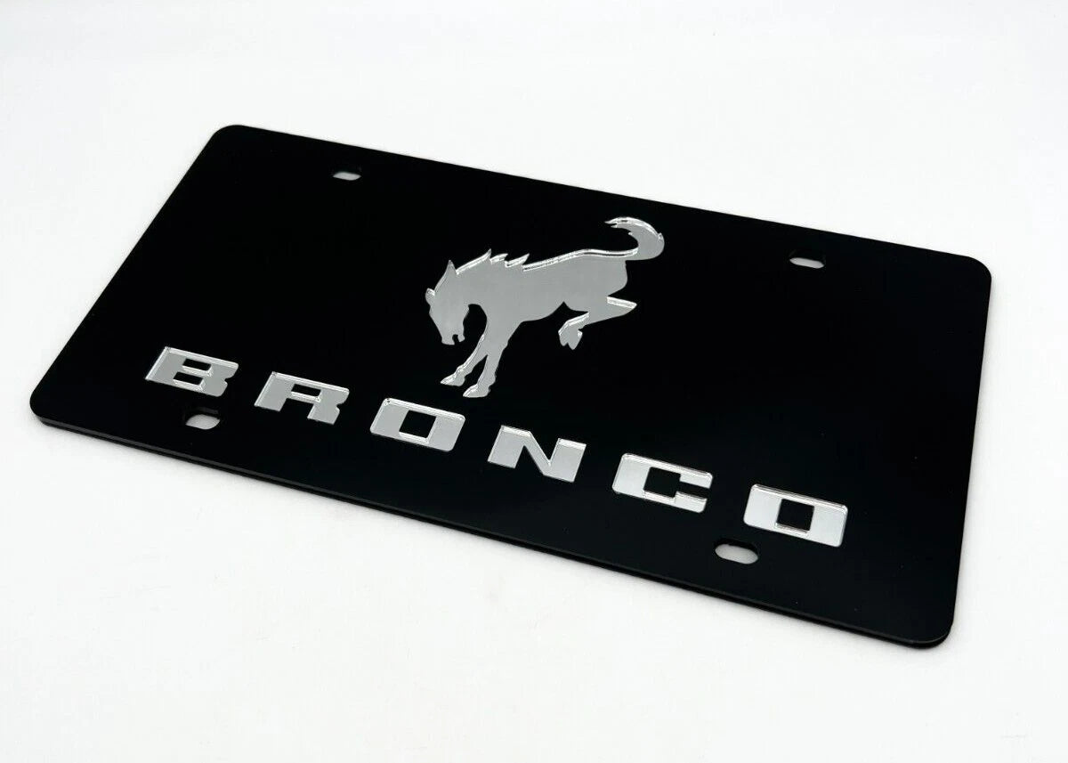 Acrylic Premium Black License Plate Frame for Ford Bronco Block Letters (1966–1996)