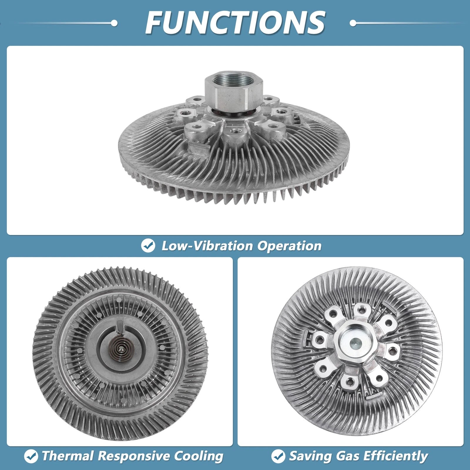 Engine Cooling Fan Clutch for Ford F-150 F-250 F-350 4.9L (1993–1996) No.F2UZ8A616F