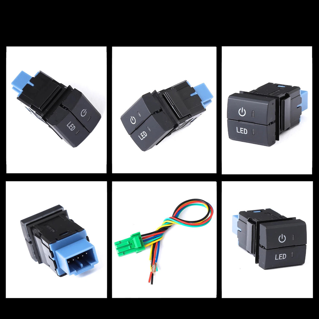 Black Dual Dashboard Square Switch Button w Harness for Toyota (Current Model)