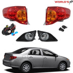 Set of 2 Outer Tail Lights + Fog Lights for Toyota Corolla (2009–2010)