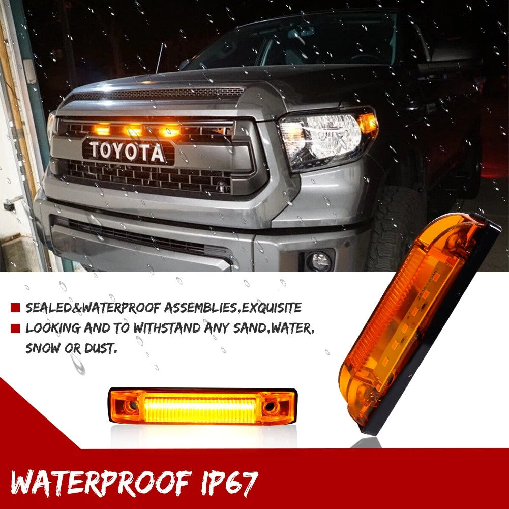 3X Amber Lens LED Grille Running Lights for Toyota Tundra (2014–2021)
