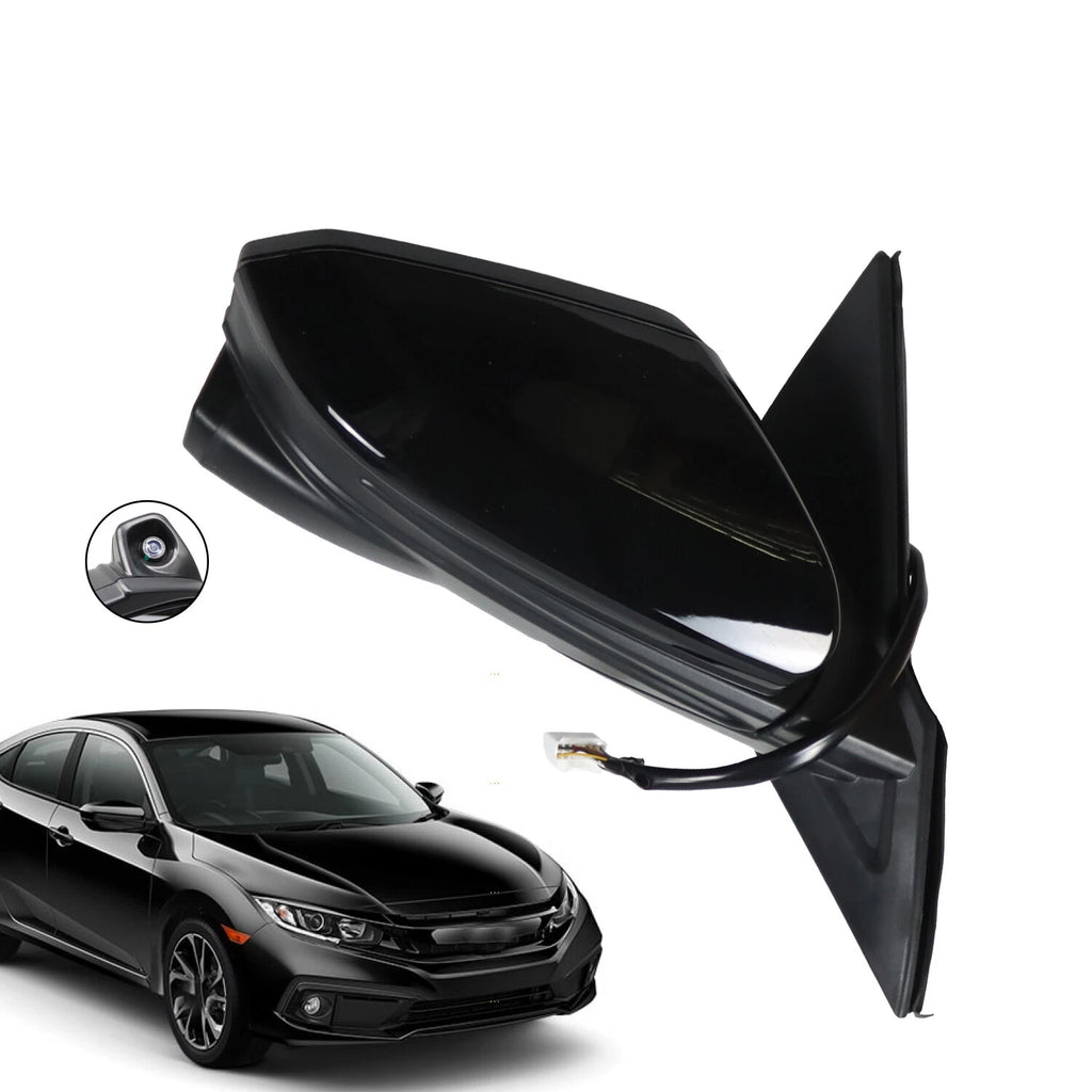 Passenger Side Mirror for Honda Civic Sedan (2016–2021) Power Heated View Camera Black