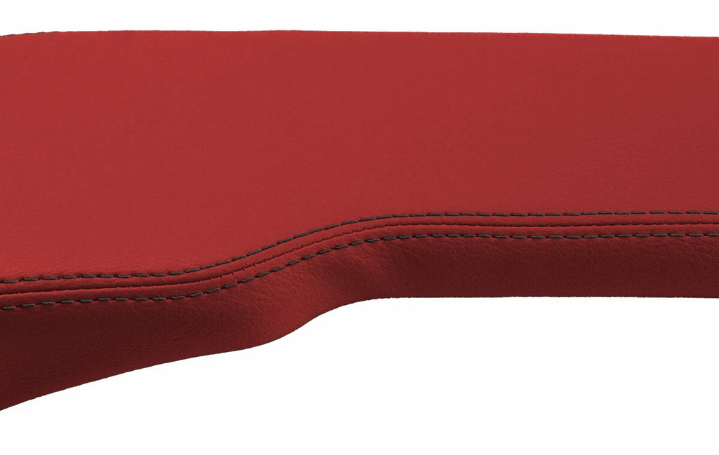 Leather Console Lid Bench Seat Cover for Toyota Tacoma (2001–2004) Red Black Stitch